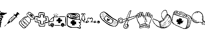 Medical equipment nurse Font UPPERCASE