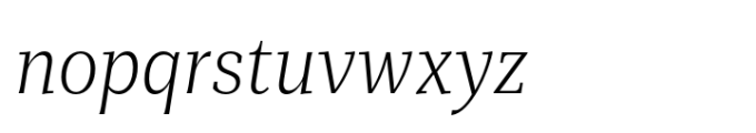 Mediator Serif Narrow Extra Light Italic Font LOWERCASE