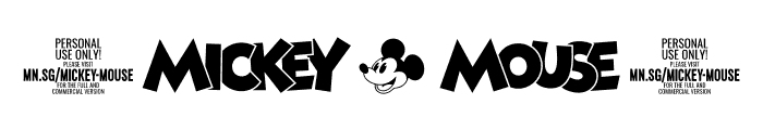 Mickey Mouse PERSONAL USE Regular Font OTHER CHARS