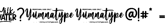 Milk Water Personal Use Font OTHER CHARS