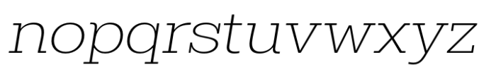 Midles Slab Extra Light Expanded Oblique Font LOWERCASE