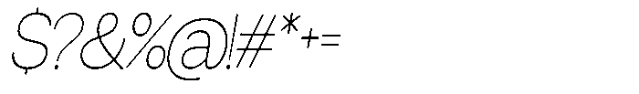 Miogra Sans Thin Extra Condensed Slanted Font OTHER CHARS