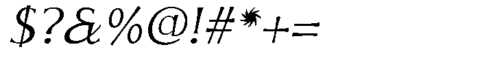 Mirhane Thin Slant Regular Font OTHER CHARS