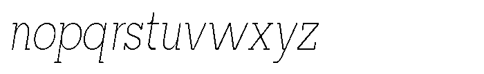 Mirk Slab Extra Light Condensed Italic Font LOWERCASE