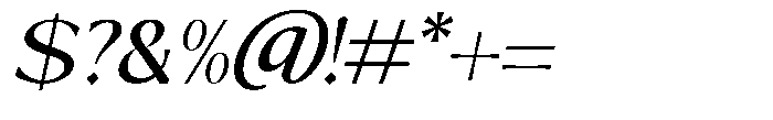 Mizhon Medium Flare Slanted Font OTHER CHARS