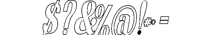 Nakumita Cond Obliq Outline Font OTHER CHARS