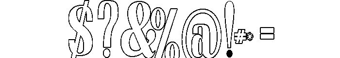 Nakumita Condensed Outline Font OTHER CHARS