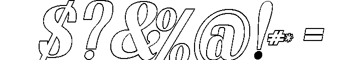 Nakumita Oblique Outline Font OTHER CHARS