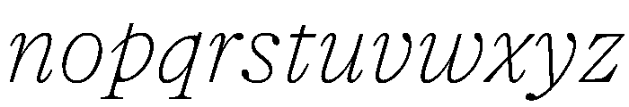 NaNSuperXSerifText PREVIEW ThinItalic Font LOWERCASE