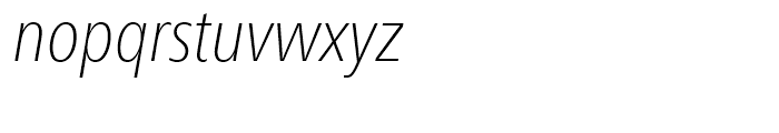 Neue Frutiger Condensed Thin Italic Font LOWERCASE
