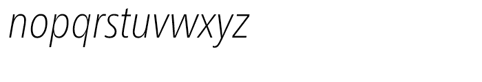 Neue Frutiger Cyrillic Condensed Thin Italic Font LOWERCASE