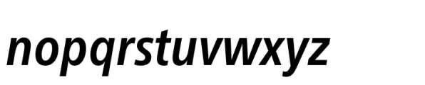 Neue Frutiger Paneuropean Condensed Bold Italic Font LOWERCASE