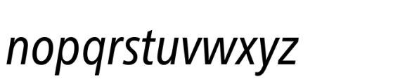 Neue Frutiger Paneuropean Condensed Italic Font LOWERCASE