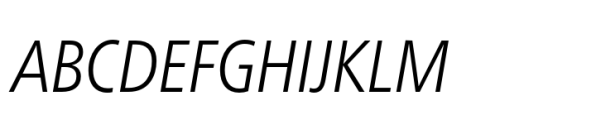 Neue Frutiger Paneuropean Condensed Light Italic Font UPPERCASE