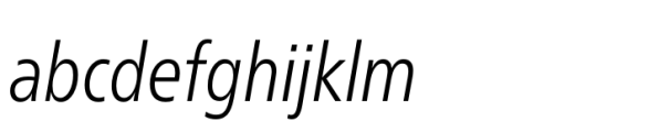 Neue Frutiger Paneuropean Condensed Light Italic Font LOWERCASE