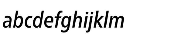 Neue Frutiger Paneuropean Condensed Medium Italic Font LOWERCASE