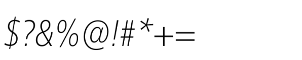 Neue Frutiger Paneuropean Condensed Thin Italic Font OTHER CHARS