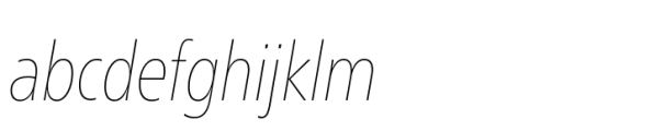 Neue Frutiger Paneuropean Condensed Ultra Light Italic Font LOWERCASE