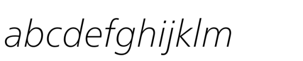 Neue Frutiger Paneuropean Thin Italic Font LOWERCASE