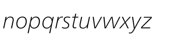 Neue Frutiger Paneuropean Thin Italic Font LOWERCASE