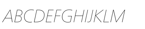 Neue Frutiger Paneuropean Ultra Light Italic Font UPPERCASE