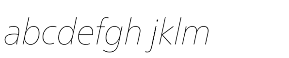 Neue Frutiger Paneuropean Ultra Light Italic Font LOWERCASE