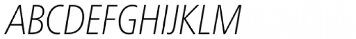 Neue Frutiger Paneuropean W1G Condensed Thin Italic Font UPPERCASE
