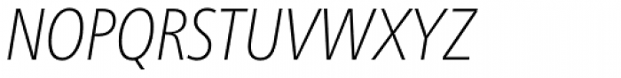 Neue Frutiger Paneuropean W1G Condensed Thin Italic Font UPPERCASE