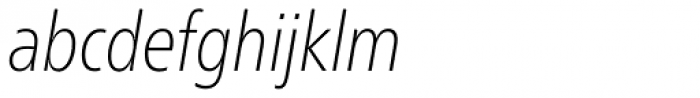 Neue Frutiger Paneuropean W1G Condensed Thin Italic Font LOWERCASE