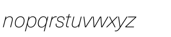 Neue Haas Unica Paneuropean Thin Italic Font LOWERCASE