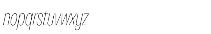 Neue Rational Condensed Thin Italic Font LOWERCASE