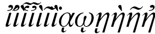 Newton Polytonic Greek Italic Font LOWERCASE