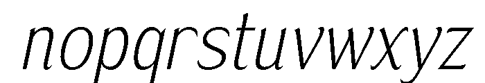 Nunda Dela ExtraLight Italic Font LOWERCASE