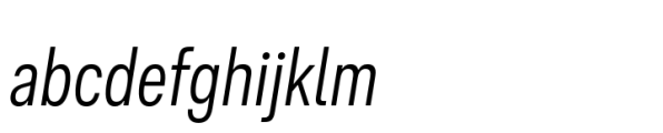 Ordina Compressed Light Oblique Font LOWERCASE