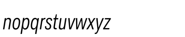 Ordina Compressed Light Oblique Font LOWERCASE