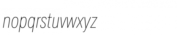 Ordina Compressed Thin Oblique Font LOWERCASE