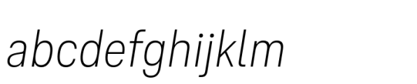 Ordina Condensed Extralight Oblique Font LOWERCASE