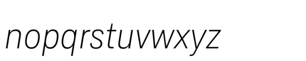 Ordina Condensed Extralight Oblique Font LOWERCASE