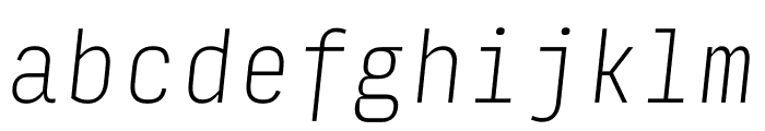 Input Mono Condensed Thin Italic Font LOWERCASE
