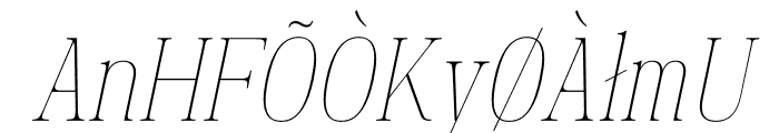 Manison Thin Condensed Oblique Font UPPERCASE