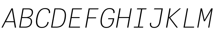 PFDasGroteskMonoPro-ThinItalic Font UPPERCASE