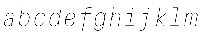 PFDasGroteskMonoPro-XThinItalic Font LOWERCASE