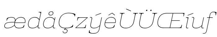Prachamati Thin Expanded Italic Font LOWERCASE