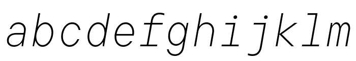 TT Commons Pro Mono Trial ExtraLight Italic Font LOWERCASE