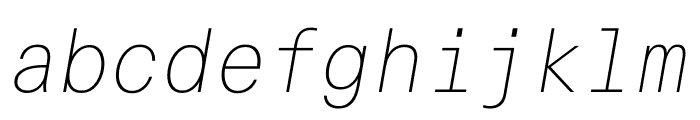 Unica77 Mono Thin Italic Font LOWERCASE