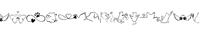 Paw Love Line Set Font UPPERCASE