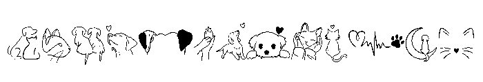 Paw Love Line Set Font UPPERCASE