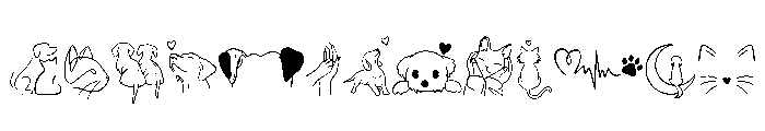 Paw Love Line Set Font LOWERCASE