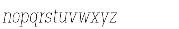 Palo Slab Condensed Thin Oblique Font LOWERCASE