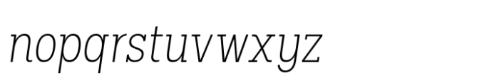 Palo Slab Condensed Xlight Italic Font LOWERCASE